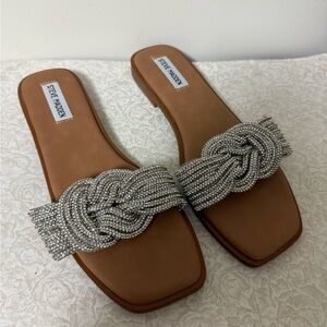 Steve Madden Adore Women’s Sandals Silver Rhinestone Wedding Guest Bridesmaid 9